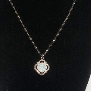 Anne Koplik Eva White Opal Crystal Pendant Silver Plate Necklace